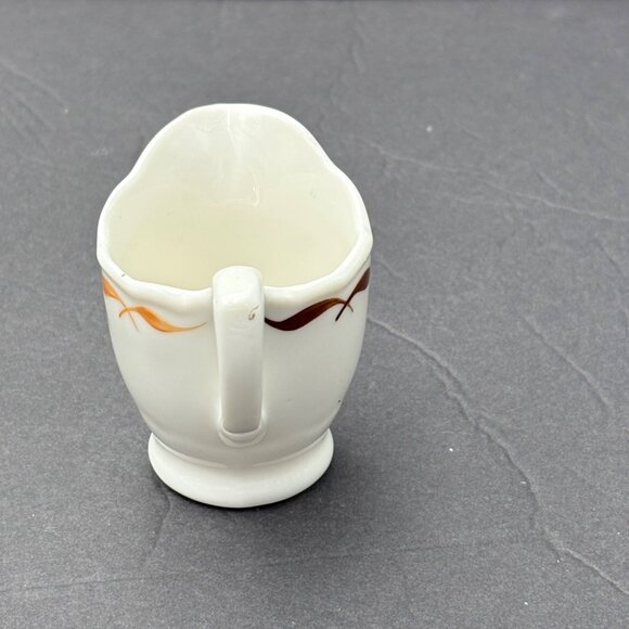 Vintage Ceramic Cream Pitcher With Brown Orange Accent USA Small Retro Tea Party - Picture 6 of 7